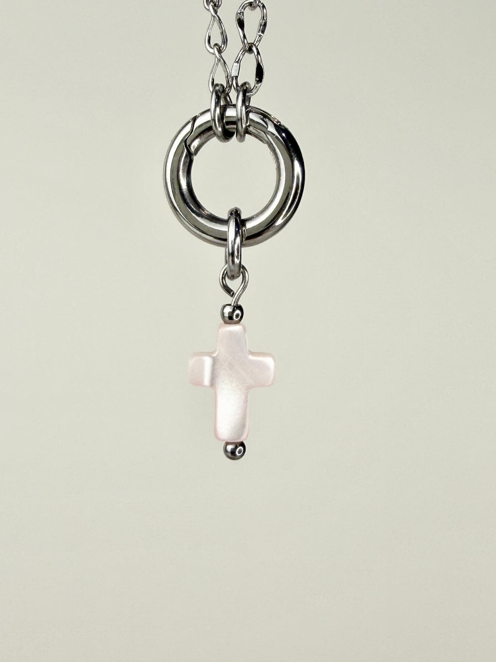 Pink Mother of Pearl Cross Charm