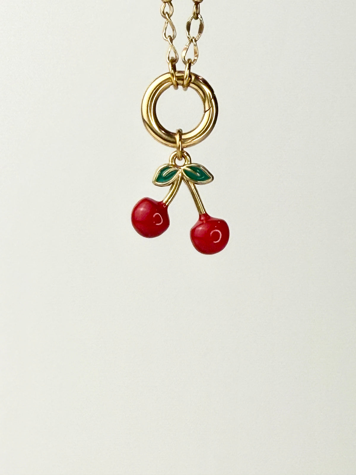 Red Enamel Cherry Charm