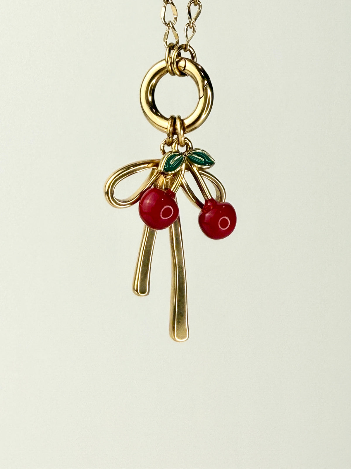 Red Enamel Cherry Charm