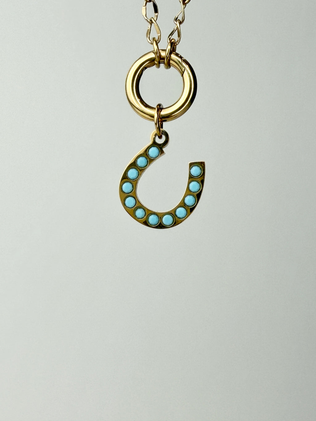 Turquoise Stone Horseshoe Charm