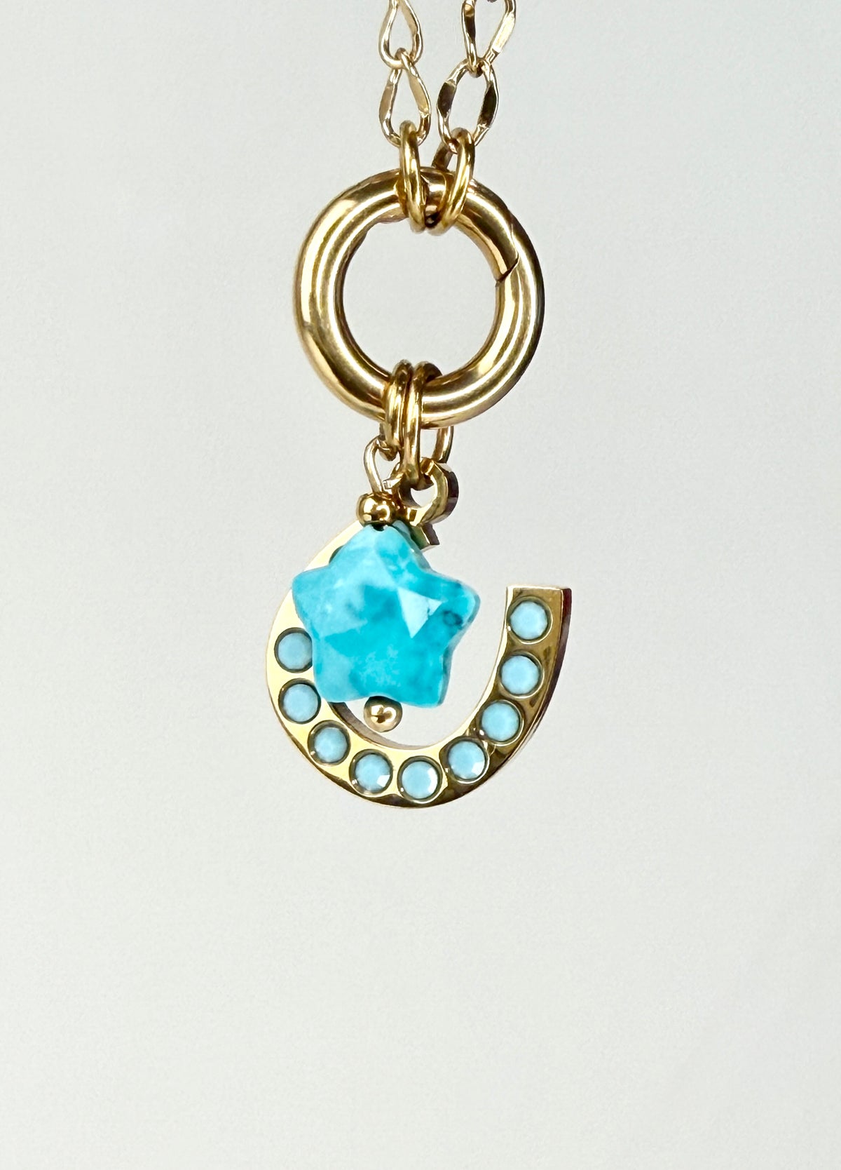 Turquoise Stone Horseshoe Charm