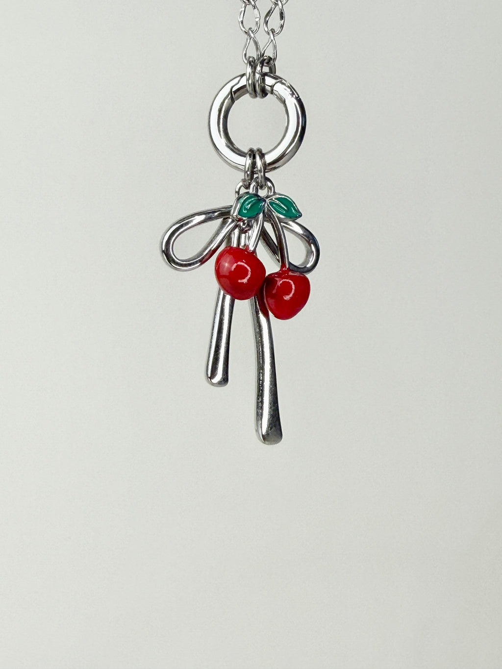 Red Enamel Cherry Charm