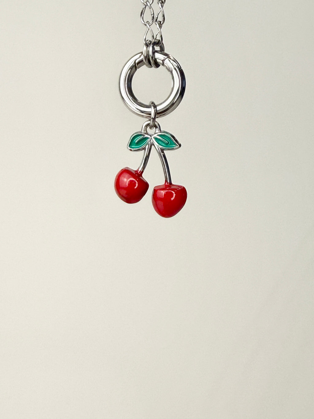 Red Enamel Cherry Charm