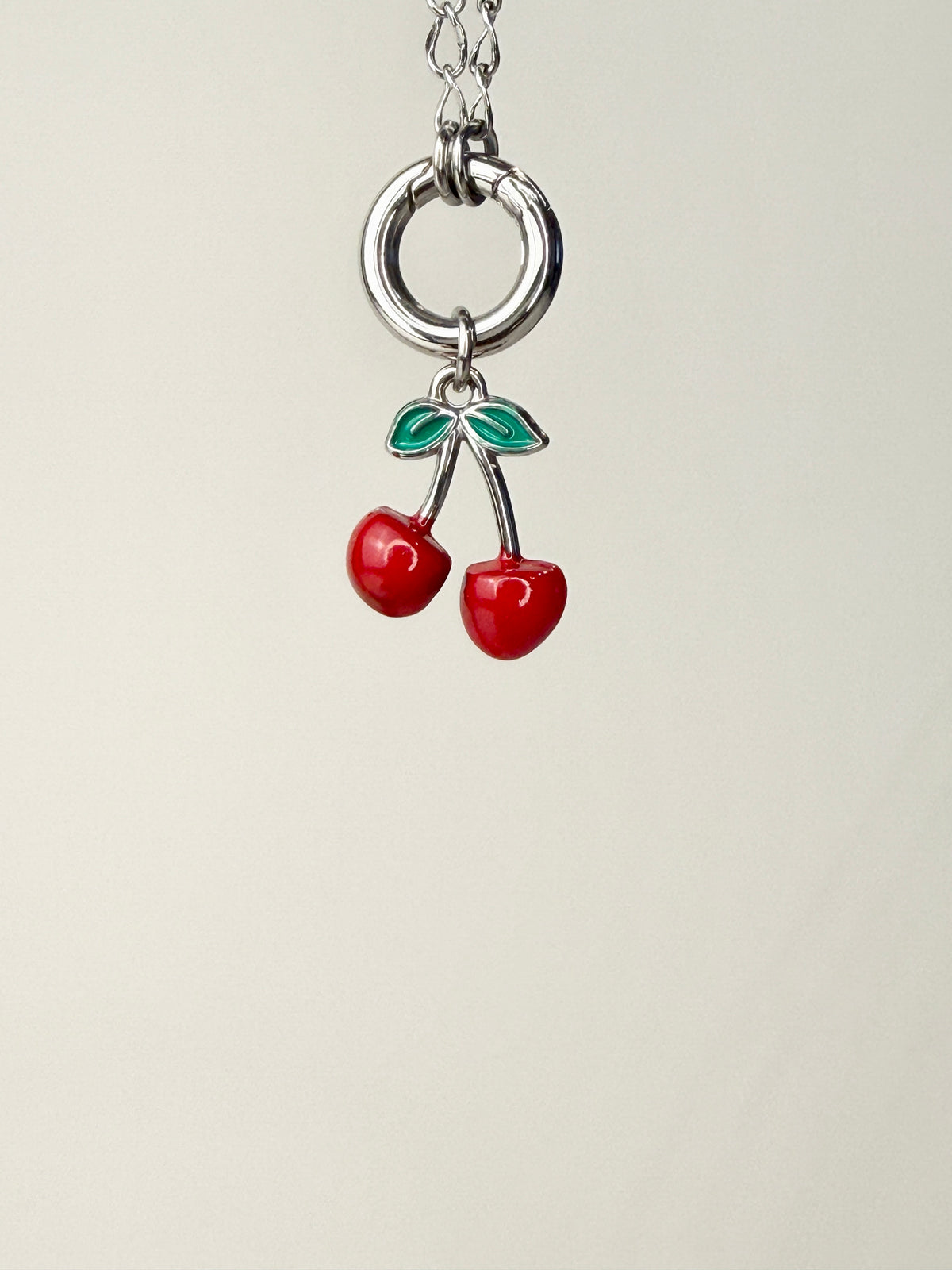 Red Enamel Cherry Charm