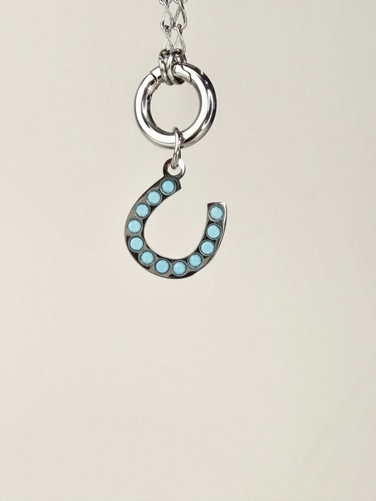 Turquoise Stone Horseshoe Charm